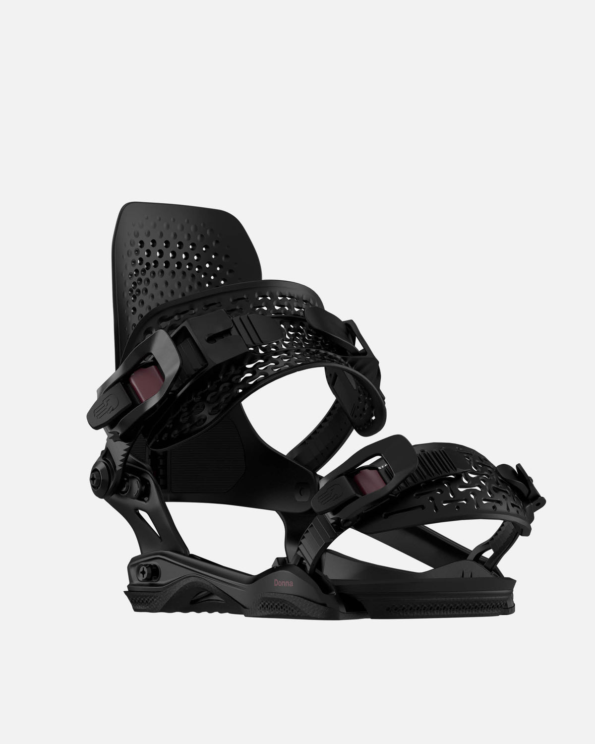 Women's snowboard bindings in black. Donna Asymwrap 2025 | Bataleon Snowboards™ 2025.
